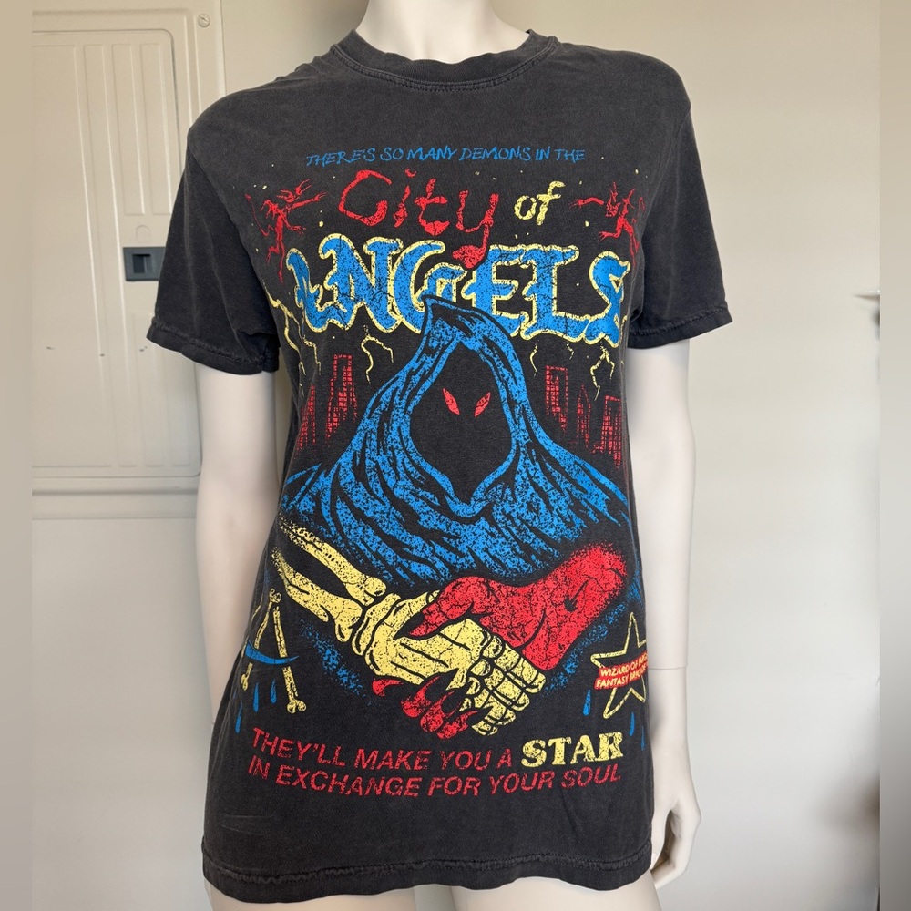 Wizard of Barge LA City of Angels Graphic Tee - NEW Vintage Black